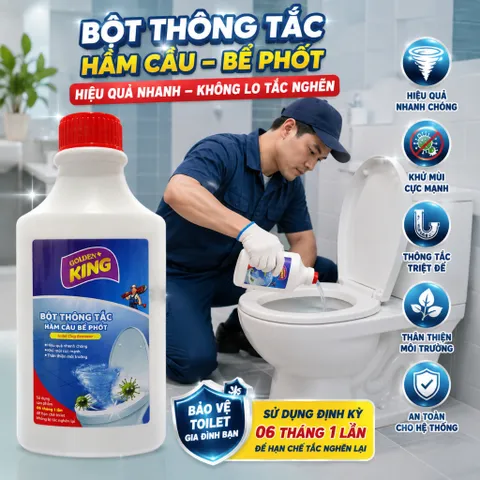 ✨ Bột Thông Tắc Hầm Cầu – Bể Phốt Golden King