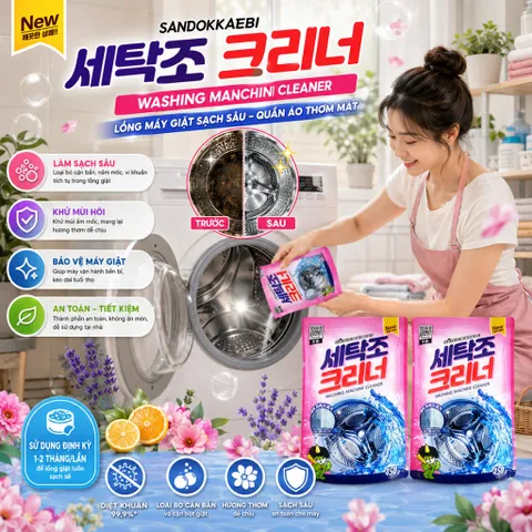 ✨BỘ 2 BỘT TẨY LỒNG MÁY GIẶT SANDOKABI 450G – VỆ SINH LỒNG GIẶT SẠCH THOÁNG
