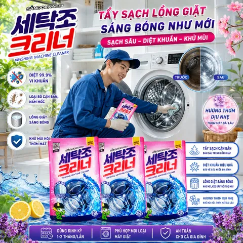 ✨BỘ 2 BỘT TẨY LỒNG MÁY GIẶT SANDOKABI 450G – VỆ SINH LỒNG GIẶT SẠCH THOÁNG
