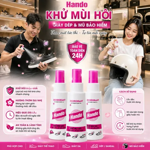 🧴 BỘ 3 CHAI XỊT KHỬ MÙI GIÀY HANDO 120ML – GIẢI PHÁP KHỬ MÙI TIỆN LỢI CHO GIÀY DÉP & MŨ BẢO HIỂM