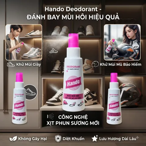 🧴 BỘ 3 CHAI XỊT KHỬ MÙI GIÀY HANDO 120ML – GIẢI PHÁP KHỬ MÙI TIỆN LỢI CHO GIÀY DÉP & MŨ BẢO HIỂM