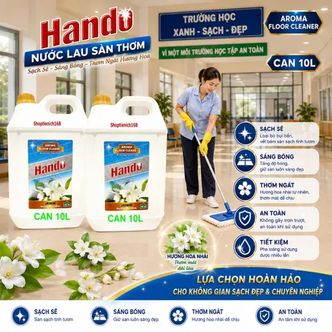 Nước thơm lau sàn nhà Hando can 20L hương nhài (Giao 2 Can 10L)