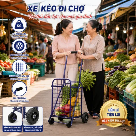 🛒 XE KÉO ĐI CHỢ TẢI TRỌNG 25KG – TIỆN LỢI, BỀN ĐẸP, DỄ DI CHUYỂN