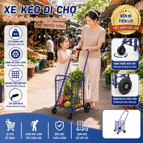 🛒 XE KÉO ĐI CHỢ TẢI TRỌNG 25KG – TIỆN LỢI, BỀN ĐẸP, DỄ DI CHUYỂN