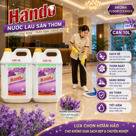 Nước thơm lau sàn nhà Hando can 20L (Hương lavender) Giao 2 can 10L