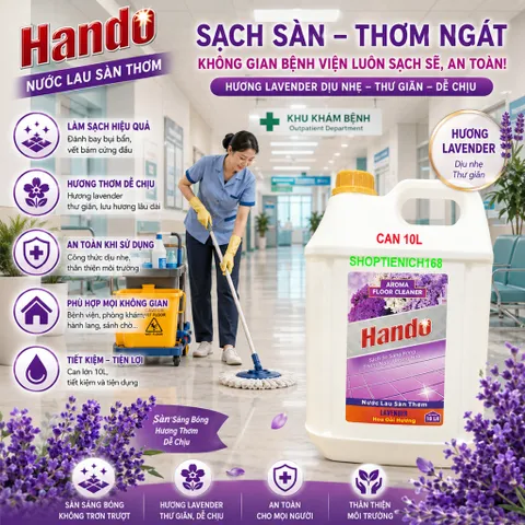 Nước thơm lau sàn nhà Hando can 20L (Hương lavender) Giao 2 can 10L