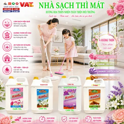Nước thơm lau sàn nhà Hando can 20L (Hương lavender) Giao 2 can 10L