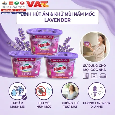 🌸BỘ 3 BÌNH HÚT ẨM HANDO 450ML HƯƠNG LAVENDER – HÚT ẨM, KHỬ MÙI, CHỐNG MỐC, TẠO HƯƠNG THƠM
