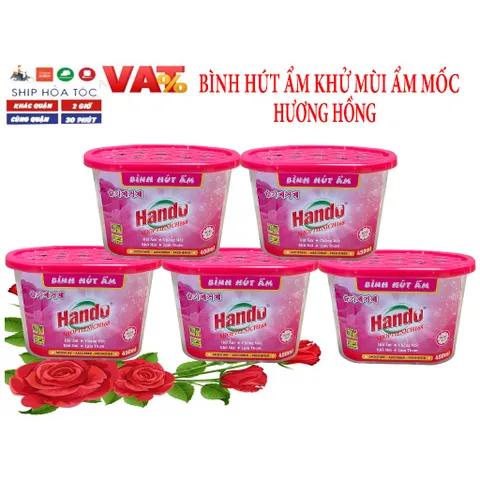 🌹BỘ 4 BÌNH HÚT ẨM HANDO HƯƠNG HỒNG 450ML – HÚT ẨM HIỆU QUẢ, KHỬ MÙI NẤM MỐC, HƯƠNG HỒNG THƠM MÁT