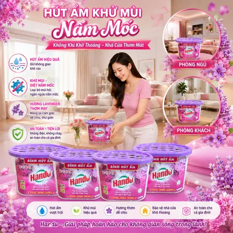 🌸BỘ 5 BÌNH HÚT ẨM HANDO 450ML HƯƠNG LAVENDER – HÚT ẨM, KHỬ MÙI, CHỐNG MỐC, TẠO HƯƠNG THƠM