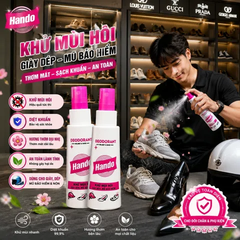 🧴 BỘ 2 CHAI XỊT KHỬ MÙI GIÀY HANDO 120ML – GIẢI PHÁP KHỬ MÙI TIỆN LỢI CHO GIÀY DÉP & MŨ BẢO HIỂM