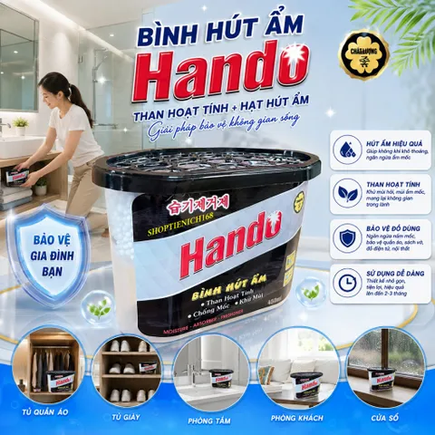🌸 BÌNH HÚT ẨM THAN HOẠT TÍNH HANDO 450ML – HÚT ẨM, KHỬ MÙI, CHỐNG MỐC, TẠO HƯƠNG THƠM