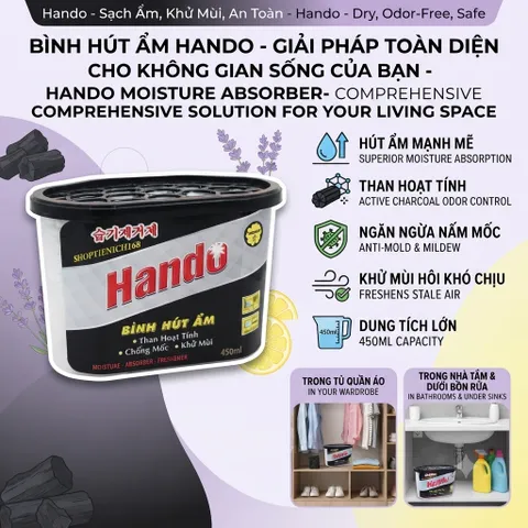 🌸 BÌNH HÚT ẨM THAN HOẠT TÍNH HANDO 450ML – HÚT ẨM, KHỬ MÙI, CHỐNG MỐC, TẠO HƯƠNG THƠM