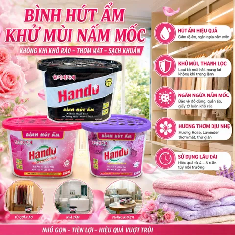 🌸 BÌNH HÚT ẨM THAN HOẠT TÍNH HANDO 450ML – HÚT ẨM, KHỬ MÙI, CHỐNG MỐC, TẠO HƯƠNG THƠM