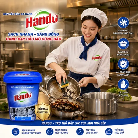 🧽 KEM TẨY RỬA ĐA NĂNG HANDO 500G – SẠCH NHANH, SÁNG BÓNG, ĐÁNH BAY DẦU MỠ CỨNG ĐẦU