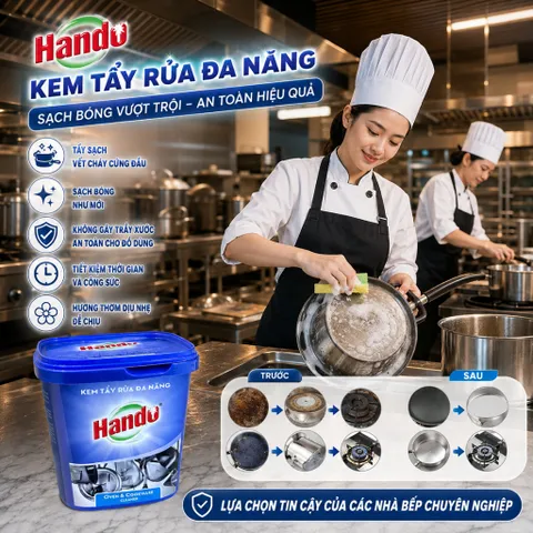 🧽 KEM TẨY RỬA ĐA NĂNG HANDO 500G – SẠCH NHANH, SÁNG BÓNG, ĐÁNH BAY DẦU MỠ CỨNG ĐẦU
