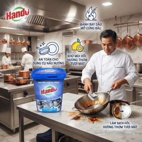 🧽 KEM TẨY RỬA ĐA NĂNG HANDO 500G – SẠCH NHANH, SÁNG BÓNG, ĐÁNH BAY DẦU MỠ CỨNG ĐẦU
