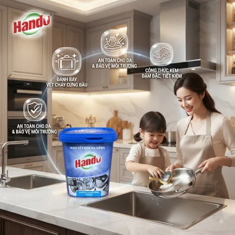 🧽 KEM TẨY RỬA ĐA NĂNG HANDO 500G – SẠCH NHANH, SÁNG BÓNG, ĐÁNH BAY DẦU MỠ CỨNG ĐẦU