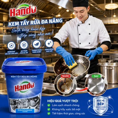🧽 KEM TẨY RỬA ĐA NĂNG HANDO 500G – SẠCH NHANH, SÁNG BÓNG, ĐÁNH BAY DẦU MỠ CỨNG ĐẦU