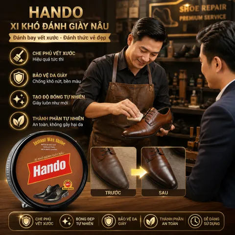 ✨ XI ĐÁNH GIÀY DA HANDO NÂU – ĐÁNH BAY VẾT CŨ, ĐÁNH THỨC ĐẲNG CẤP
