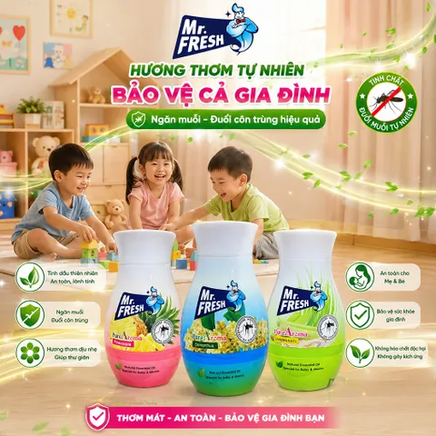 🌿 SÁP THƠM TINH DẦU THIÊN NHIÊN MR.FRESH PURE AROMA 200G – THƠM MÁT DỊU ÊM, HỖ TRỢ XUA ĐUỔI MUỖI, AN TOÀN CHO BÉ & MẸ