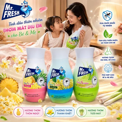 🌿 SÁP THƠM TINH DẦU THIÊN NHIÊN MR.FRESH PURE AROMA 200G – THƠM MÁT DỊU ÊM, HỖ TRỢ XUA ĐUỔI MUỖI, AN TOÀN CHO BÉ & MẸ