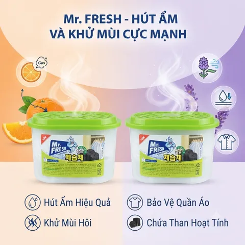 🌿 COMBO 2 HỘP HÚT ẨM MR. FRESH – THAN HOẠT TÍNH | GIẢI PHÁP HÚT ẨM, KHỬ MÙI CHO KHÔNG GIAN SỐNG