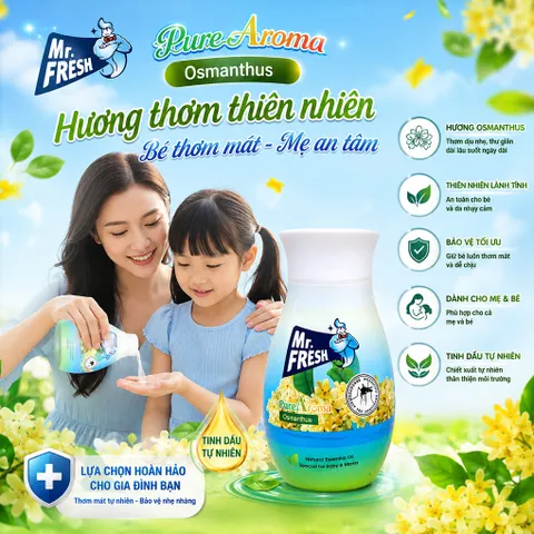 🌿 SÁP THƠM TINH DẦU THIÊN NHIÊN MR.FRESH PURE AROMA 200G – THƠM MÁT DỊU ÊM, HỖ TRỢ XUA ĐUỔI MUỖI, AN TOÀN CHO BÉ & MẸ