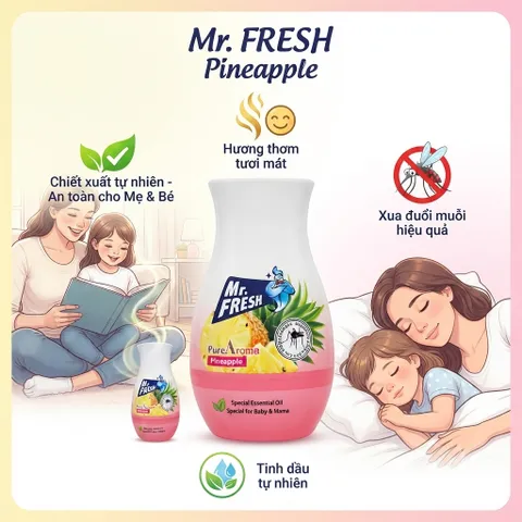 🌿 SÁP THƠM TINH DẦU THIÊN NHIÊN MR.FRESH PURE AROMA 200G – THƠM MÁT DỊU ÊM, HỖ TRỢ XUA ĐUỔI MUỖI, AN TOÀN CHO BÉ & MẸ
