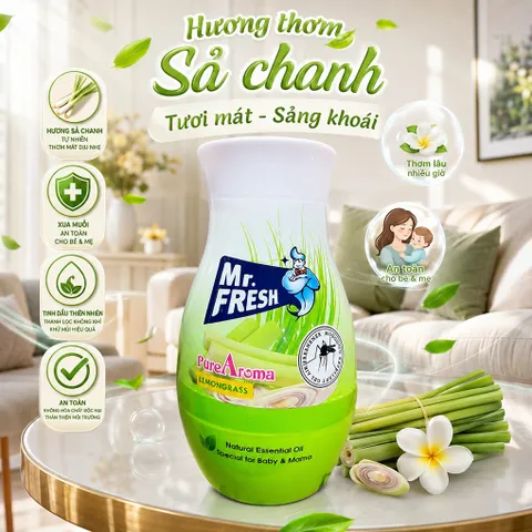 🌿 SÁP THƠM TINH DẦU THIÊN NHIÊN MR.FRESH PURE AROMA 200G – THƠM MÁT DỊU ÊM, HỖ TRỢ XUA ĐUỔI MUỖI, AN TOÀN CHO BÉ & MẸ