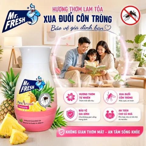 🌿 SÁP THƠM TINH DẦU THIÊN NHIÊN MR.FRESH PURE AROMA 200G – THƠM MÁT DỊU ÊM, HỖ TRỢ XUA ĐUỔI MUỖI, AN TOÀN CHO BÉ & MẸ