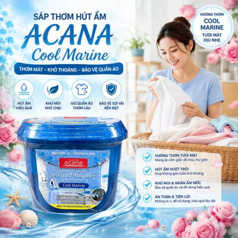 🧴 BỘ 3 BÌNH THƠM HÚT ẨM ACANA COOL MARINE 290G – HƯƠNG THƠM TƯƠI MÁT, GIÚP KHÔNG GIAN KHÔ THOÁNG