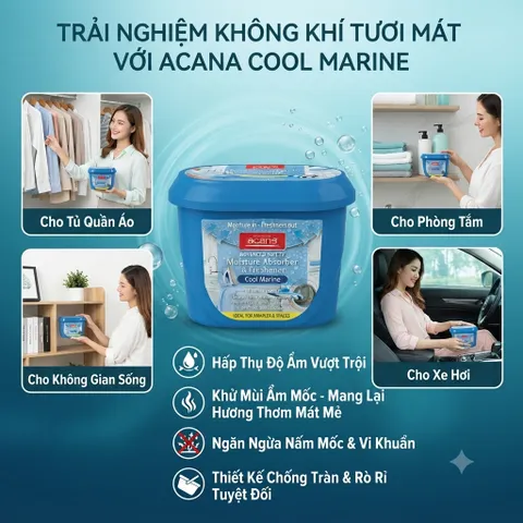 🧴 BỘ 3 BÌNH THƠM HÚT ẨM ACANA COOL MARINE 290G – HƯƠNG THƠM TƯƠI MÁT, GIÚP KHÔNG GIAN KHÔ THOÁNG