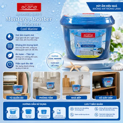🧴 BỘ 3 BÌNH THƠM HÚT ẨM ACANA COOL MARINE 290G – HƯƠNG THƠM TƯƠI MÁT, GIÚP KHÔNG GIAN KHÔ THOÁNG
