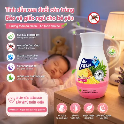 🍍 SÁP THƠM ĐUỔI MUỖI MR.FRESH PURE AROMA HƯƠNG DỨA – HƯƠNG THƠM LAN TỎA, XUA ĐUỔI CÔN TRÙNG, BẢO VỆ KHÔNG GIAN GIA ĐÌNH