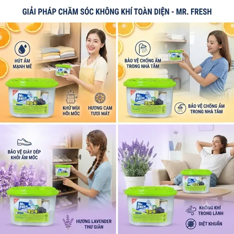 🌿 BỘ 4 BÌNH HÚT ẨM MR.FRESH 256G – GIẢI PHÁP LÀM SẠCH KHÔNG KHÍ, HÚT ẨM VÀ KHỬ MÙI HIỆU QUẢ