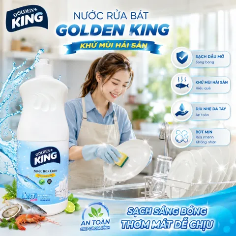 🧴NƯỚC RỬA BÁT GOLDEN KING KHỬ MÙI HẢI SẢN 820ML – SẠCH BÓNG TINH TƯƠM, ĐÁNH BAY MÙI TANH HIỆU QUẢ✨