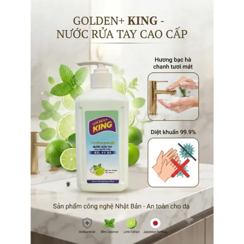 Nước Rửa Tay GOLDEN KING 500ml Hương Đào - Sạch Khuẩn, Mềm Mịn Da Tay (Công Nghệ Nhật Bản) 🌸🌿
