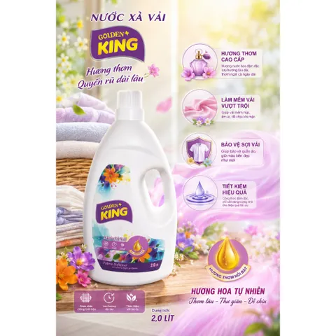 🌸 Nước Xả Vải Golden King - Lưu Hương Nồng Nàn Quyến rũ  (Can 2 Lít)