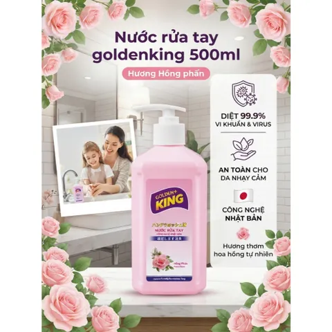 Nước Rửa Tay GOLDEN KING 500ml - Sạch Khuẩn, Mềm Mịn Da Tay (Công Nghệ Nhật Bản) 🌸🌿