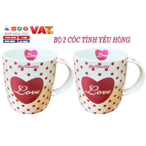 Cốc sứ uống nước ,caffe,trà Love dễ thương 300ml Hồng(1 cái,2 cái,3 cái,4 cái) ( GIAO MÀU NGẪU NHIÊN)