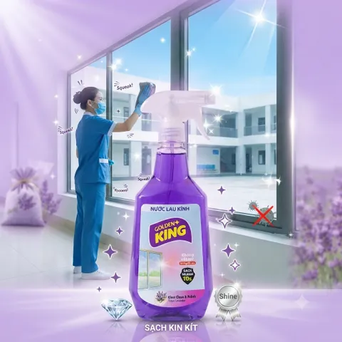 ✨ NƯỚC LAU KÍNH GOLDEN KING 800ML HƯƠNG BẠC HÀ CHANH – SÁNG BÓNG NHƯ MỚI, SẠCH NHANH CHỈ 10 GIÂY