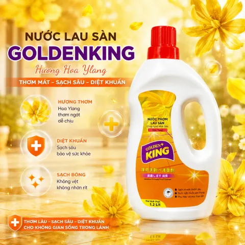 🌼Nước lau sàn Golden King hương Ylang sạch bóng thơm mát  diệt khuẩn khử mùi 1.2L