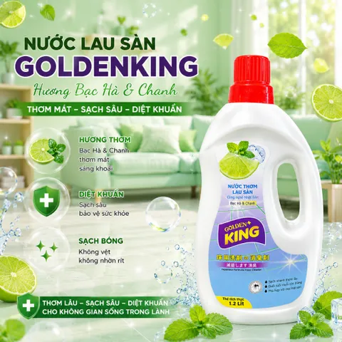 🌼Nước lau sàn Golden King hương Ylang sạch bóng thơm mát  diệt khuẩn khử mùi 1.2L