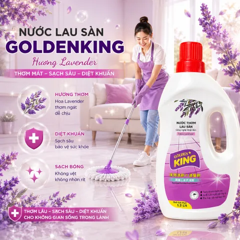 🌼Nước lau sàn Golden King hương Ylang sạch bóng thơm mát  diệt khuẩn khử mùi 1.2L