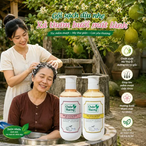 🌿DẦU GỘI  CHÂU HƯƠNG HƯƠNG BƯỞI – CHĂM SÓC TÓC CHUẨN THẢO DƯỢC