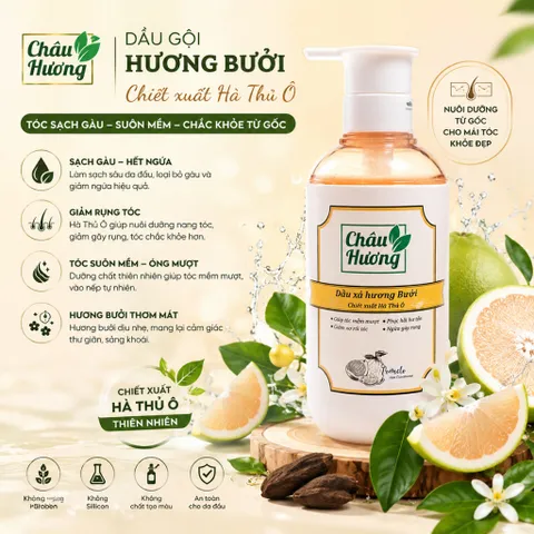 🌿DẦU GỘI  CHÂU HƯƠNG HƯƠNG BƯỞI – CHĂM SÓC TÓC CHUẨN THẢO DƯỢC