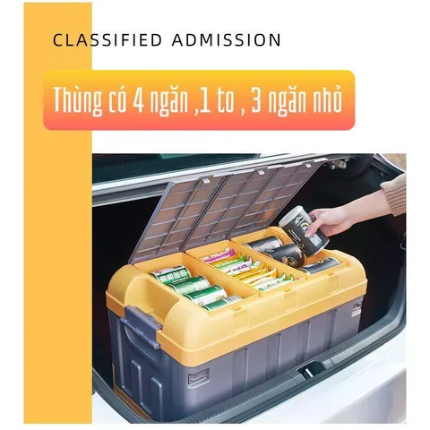 Thùng đựng đồ gấp gọn đa năng 45 lít có 2 ngăn riêng biệt có thể tháo rời một cách rễ ràng giao mầu ngẫu nhiên 811781