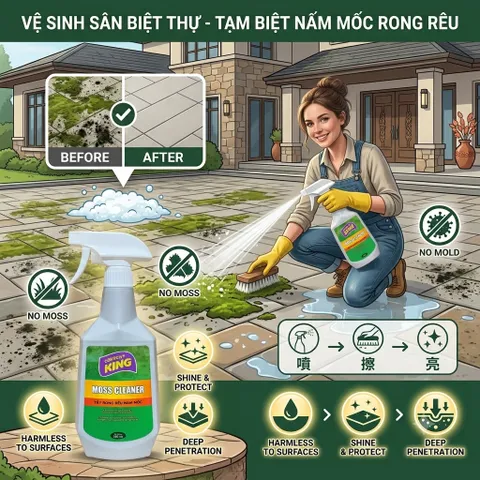🟢 GOLDEN KING MOSS CLEANER 500ML – TẨY RONG RÊU, NẤM MỐC HIỆU QUẢ