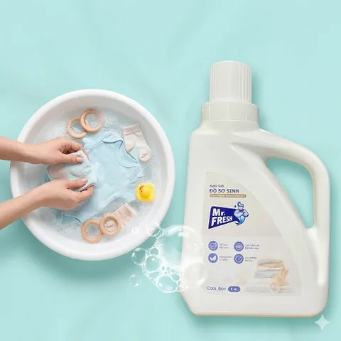 🌟 Nước Giặt Đồ Sơ Sinh Mr. Fresh 1.6L Cool Boy  - An Toàn Cho Bé, Dịu Nhẹ Cho Da